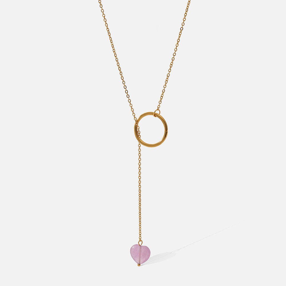 Γυναικείο κολιέ ατσάλινο με καρδιά επιχρυσωμένο 18k (N1101)  - necklace - charmy.gr