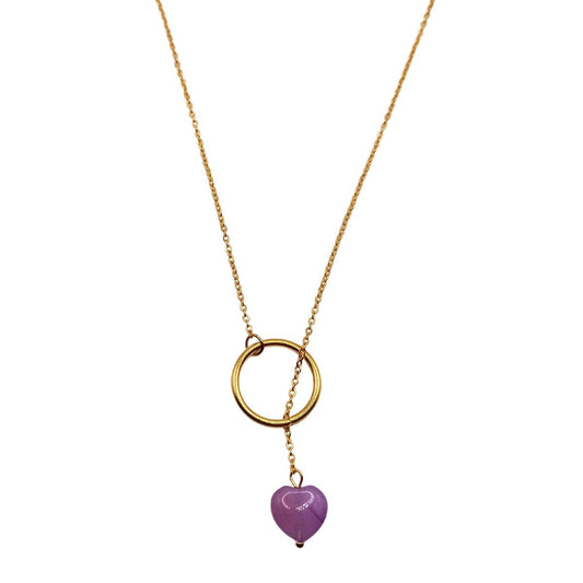 Κολιέ ατσάλινο με καρδιά επιχρυσωμένο 18k (N1101)  - necklace - charmy.gr
