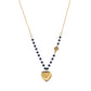 Κολιέ ατσάλινο με κρυστάλλινες πέρλες και μενταγιόν καρδιά επιχρυσωμένο (N1090)  - necklace - charmy.gr