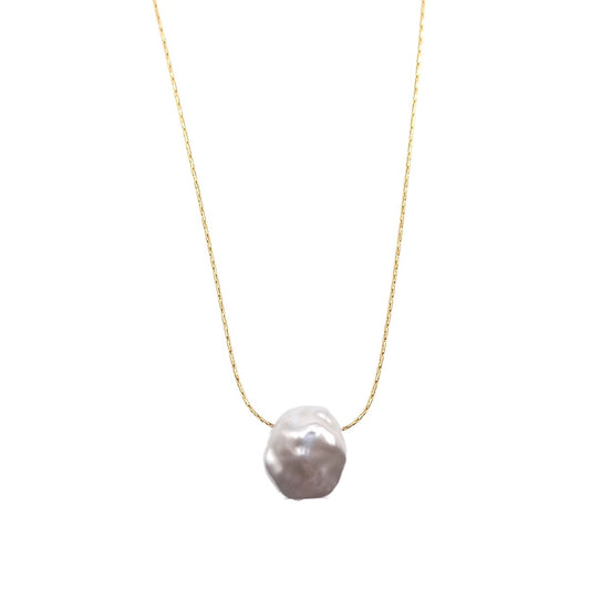 Κολιέ ατσάλινο με πέρλα επιχρυσωμένο 18k (N1133)  - necklace - charmy.gr