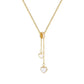 Κολιέ ατσάλινο με ροδέλα και δύο λευκές καρδιές επιχρυσωμένο (N1366) - necklace - charmy.gr