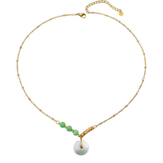 Κολιέ ατσάλινο με χάντρες επιχρυσωμένο (N1110) - necklace - charmy.gr