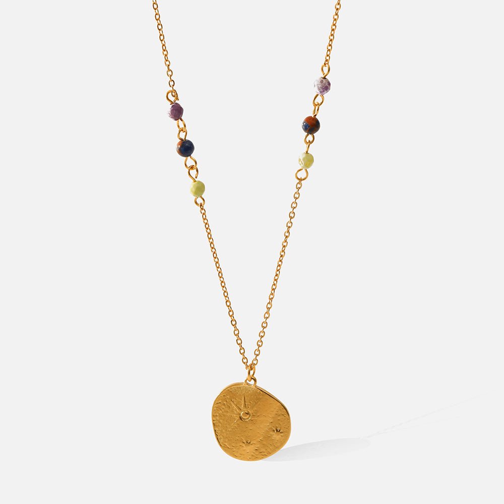 Κολιέ ατσάλινο νόμισμα επιχρυσωμένο 18K (N1094) - necklace - charmy.gr