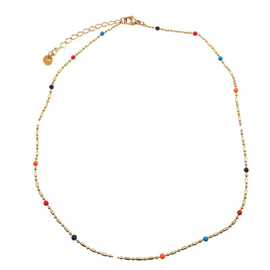 Κολιέ ατσάλινο ροζάριο επιχρυσωμένο (N1116) - necklace - charmy.gr