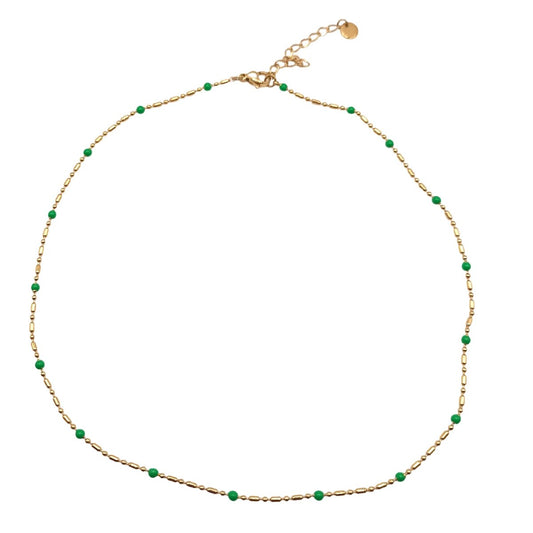 Κολιέ ατσάλινο ροζάριο επιχρυσωμένο (N1118) - necklace - charmy.gr