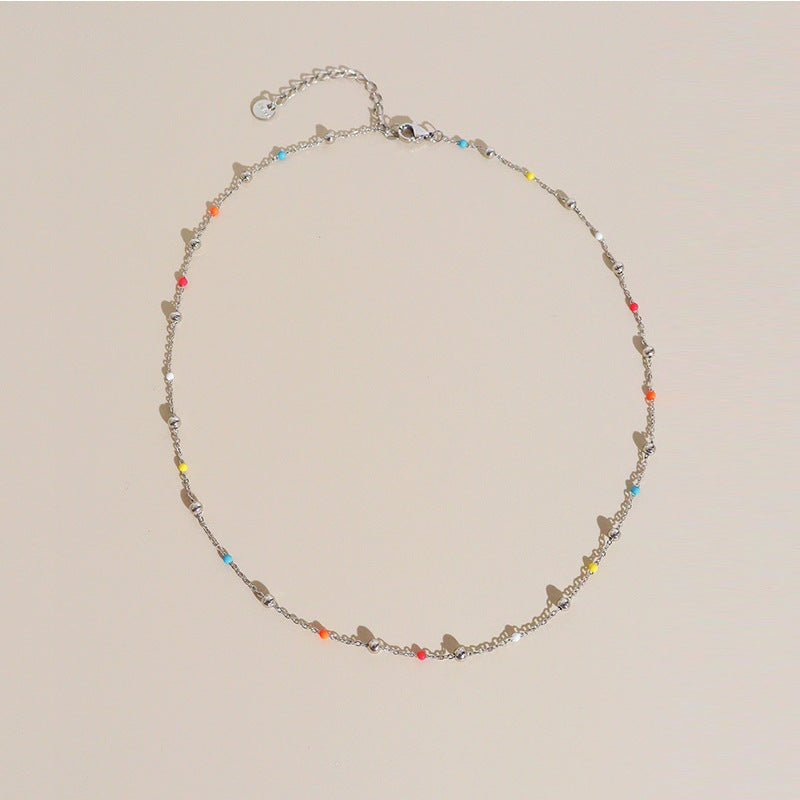 Γυναικείο κολιέ ατσάλινο ροζάριο (N1124) - necklace - charmy.gr