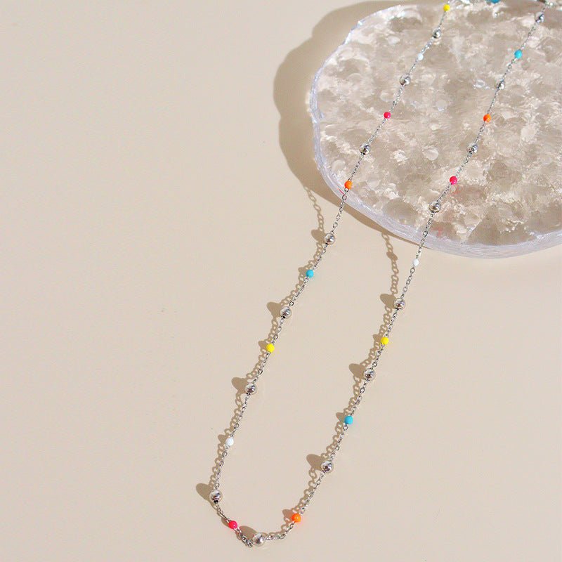 Γυναικείο κολιέ ατσάλινο ροζάριο (N1124) - necklace - charmy.gr