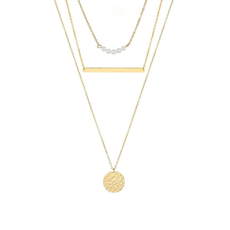 Κολιέ ατσάλινο τριπλό επιχρυσωμένο - necklace - charmy.gr