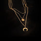 Κολιέ ατσάλινο τριπλό φεγγάρι επιχρυσωμένο 18k (N1418) - necklace - charmy.gr