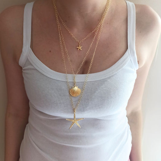 Γυναικείο κολιέ καλοκαιρινό τριπλό επιχρυσωμένο από ορείχαλκο (N1338) - bracelet - charmy.gr