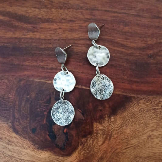 Χειροποίητα κρεμαστά boho σκουλαρίκια επαργυρωμένα 6εκ μάκρος (E1295) - earrings - charmy.gr