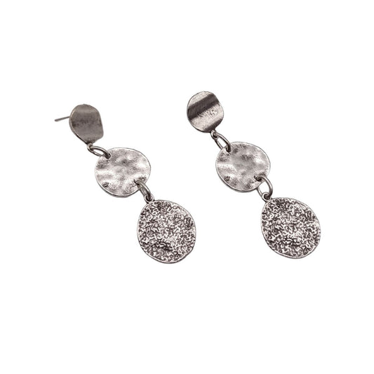 Κρεμαστά boho σκουλαρίκια επαργυρωμένα 6εκ μάκρος (E1295) - earrings - charmy.gr