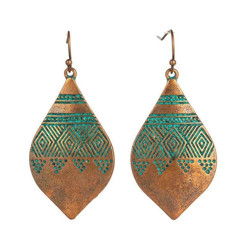 Κρεμαστά σκουλαρίκια boho σχήμα φύλλο (E1109) - earrings - charmy.gr