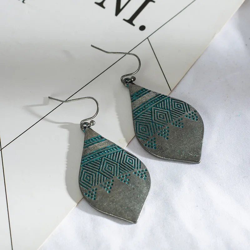 Κρεμαστά σκουλαρίκια boho σχήμα φύλλο (E1110) - earrings - charmy.gr