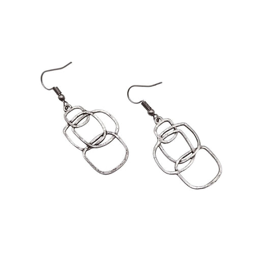 Κρεμαστά σκουλαρίκια με γεωμετρικό σχέδιο 5 εκ. (E1282) - earrings - charmy.gr