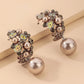 Γυναικεία κρεμαστά σκουλαρίκια με λουλούδια και μεταλλικές πέρλες 4,5 εκατοστά (E1164) - earrings - charmy.gr