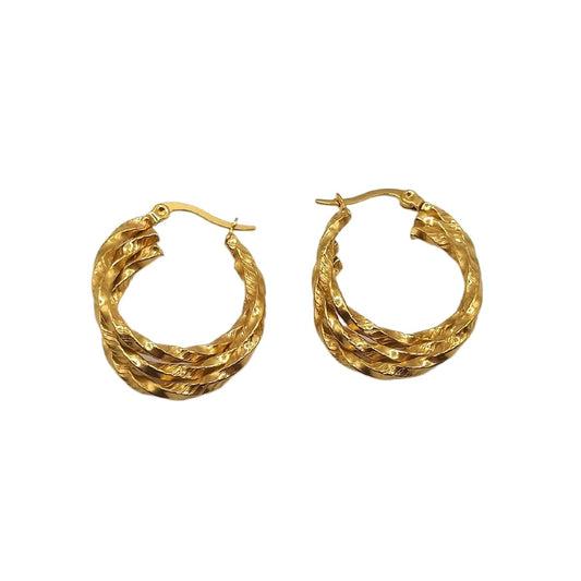 Σκουλαρίκια ατσάλινα κρίκοι 3 εκατοστά επιχρυσωμένοι (E1106)  - earrings - charmy.gr