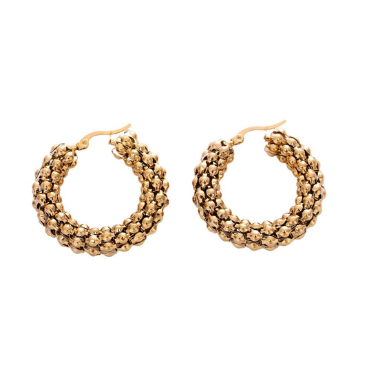 Γυναικεία σκουλαρίκια ατσάλινα κρίκοι 3.5 εκατοστά επιχρυσωμένοι (E1162)  - earrings - charmy.gr