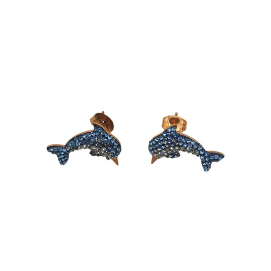 Σκουλαρίκια καρφωτά ατσάλινα με τεχνητά διαμαντάκια (E1093)  - bracelet - charmy.gr
