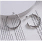 Σκουλαρίκια κρίκοι ατσάλινοι με πλεκτό σχέδιο χρώμα ασημί 3εκ (E1188) - earrings - charmy.gr