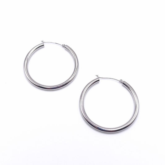 Σκουλαρίκια κρίκοι ατσάλινοι χοντροί διάμετρος 2.5 εκατοστά (E1201) - earrings - charmy.gr