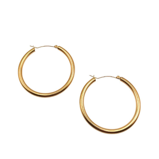 Σκουλαρίκια κρίκοι ατσάλινοι χοντροί διάμετρος 4.5 εκατοστά (E1197) - earrings - charmy.gr