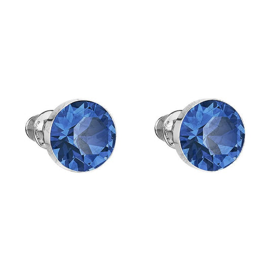 Χειροποίητα σκουλαρίκια καρφωτά με κρύσταλλο swarovski χρώμα μπλε (F1043) – earrings – charmy.gr