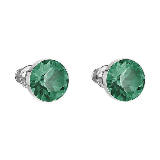 Χειροποίητα σκουλαρίκια καρφωτά με κρύσταλλο swarovski χρώμα σμαραγδί (F1041) – earrings – charmy.gr