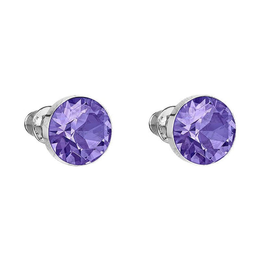 Χειροποίητα σκουλαρίκια καρφωτά με κρύσταλλο swarovski χρώμα τανζανίτης (F1044) – earrings – charmy.gr