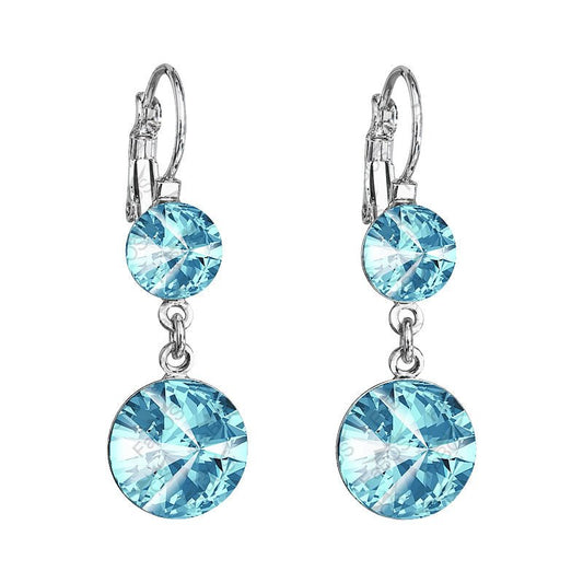 Χειροποίητα σκουλαρίκια κρεμαστά με κρύσταλλο swarovski χρώμα aquamarine (F1050) – earrings – charmy.gr