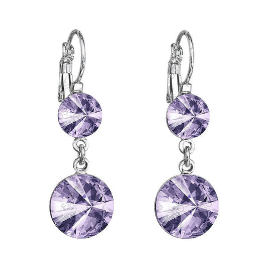 Χειροποίητα σκουλαρίκια κρεμαστά με κρύσταλλο swarovski χρώμα βιολετί (F1049) – earrings – charmy.gr