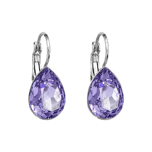 Χειροποίητα σκουλαρίκια κρεμαστά με κρύσταλλο swarovski χρώμα τανζανίτης (F1046) – earrings – charmy.gr