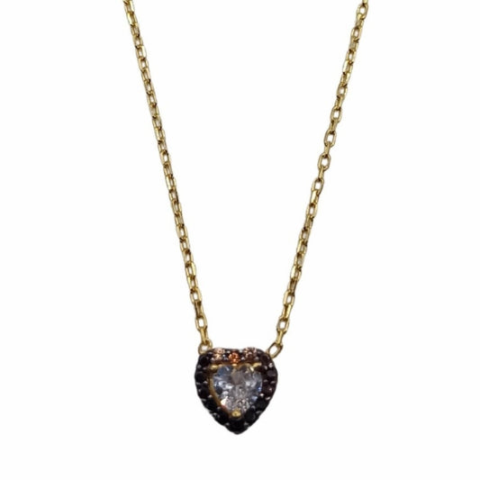 Χειροποίητο κολιέ ασημένιο καρδιά με ζιργκόν (B1139) - Necklaces - charmy.gr