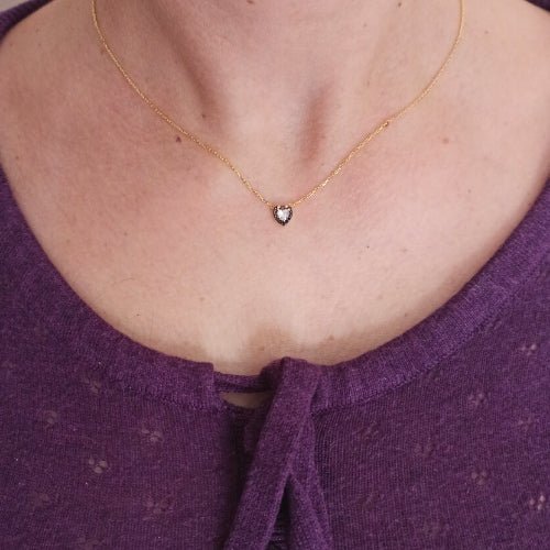 Γυναικείο κειροποίητο κολιέ ασημένιο καρδιά με ζιργκόν (B1139) - Necklaces - charmy.gr
