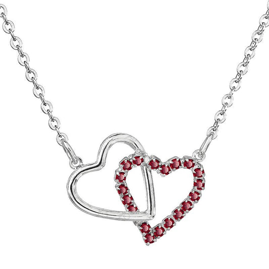 Χειροποίητο κολιέ με διπλή  καρδιά με κρύσταλλα swarovski (F1029) – necklace – charmy.gr