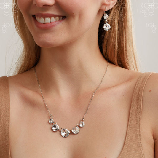 Χειροποίητο κολιέ με κρύσταλλα Swarovski σε διαφανές χρώμα (F1052) – necklace – charmy.gr