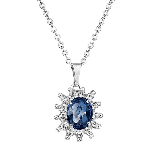 Χειροποίητο κολιέ με κρύσταλλα swarovski σε μπλε και διαφανές χρώμα (F1021) – necklace – charmy.gr