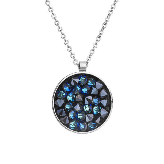 Χειροποίητο κολιέ με μπλε κρύσταλλα swarovski κυκλικό κρεμαστό (F1024) – necklace – charmy.gr