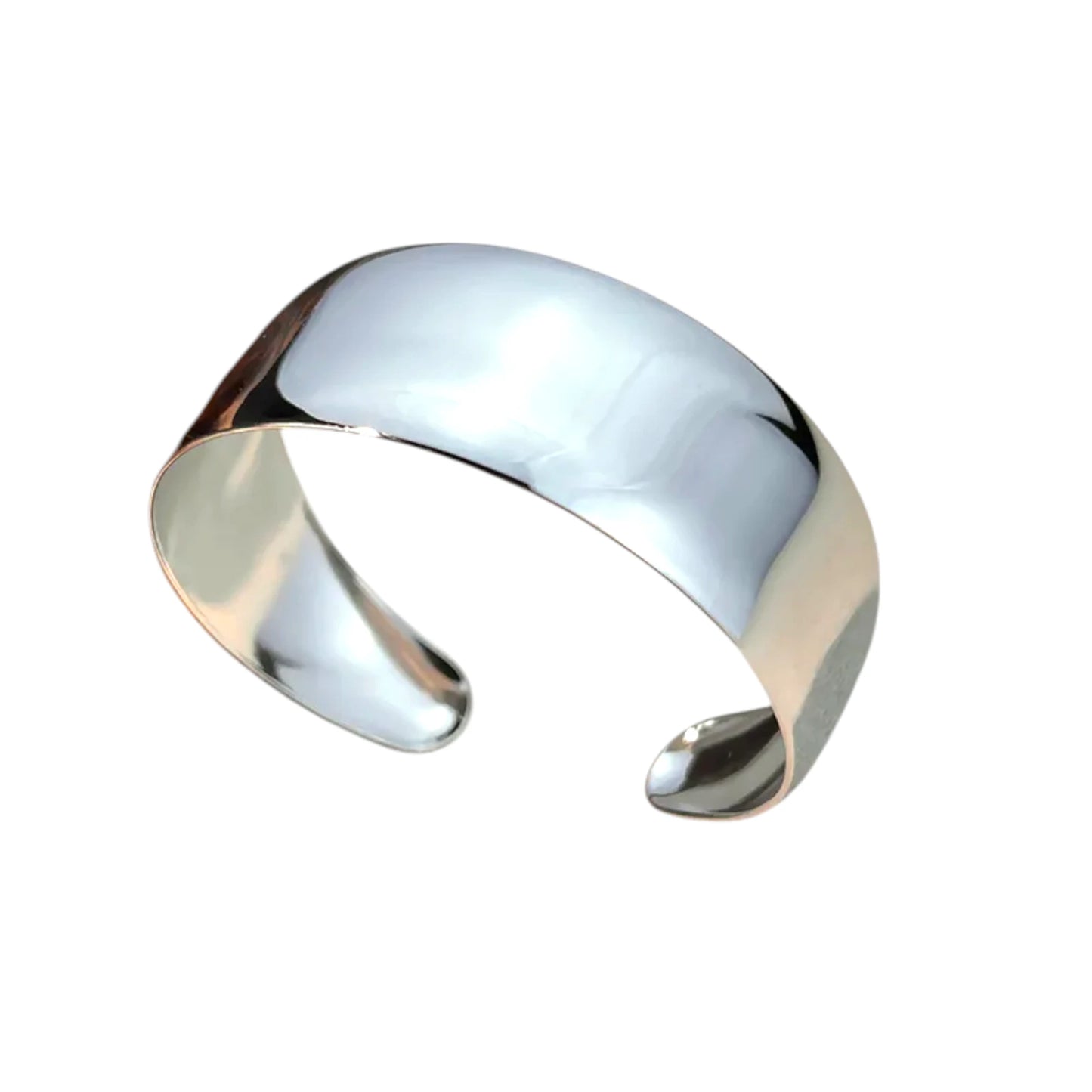 Ατσάλινο Cuff Βραχιόλι – Φαρδύ & Γυαλιστερό – Ασημί (B1738)