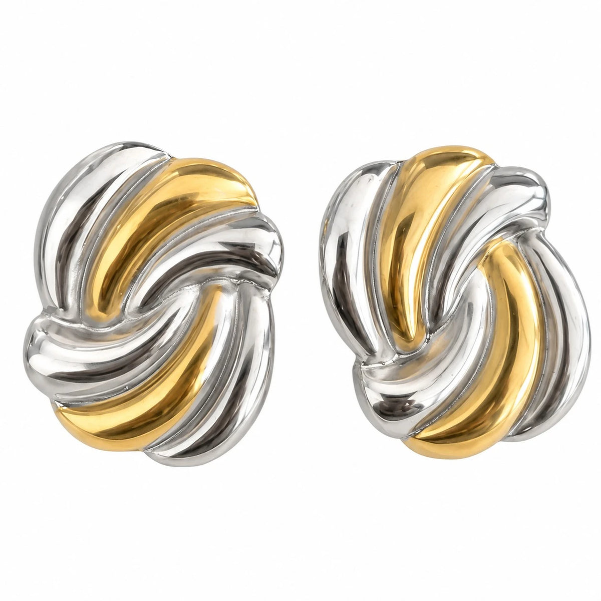 Δίχρωμα Ατσάλινα Σκουλαρίκια 2.8 cm (E3485)