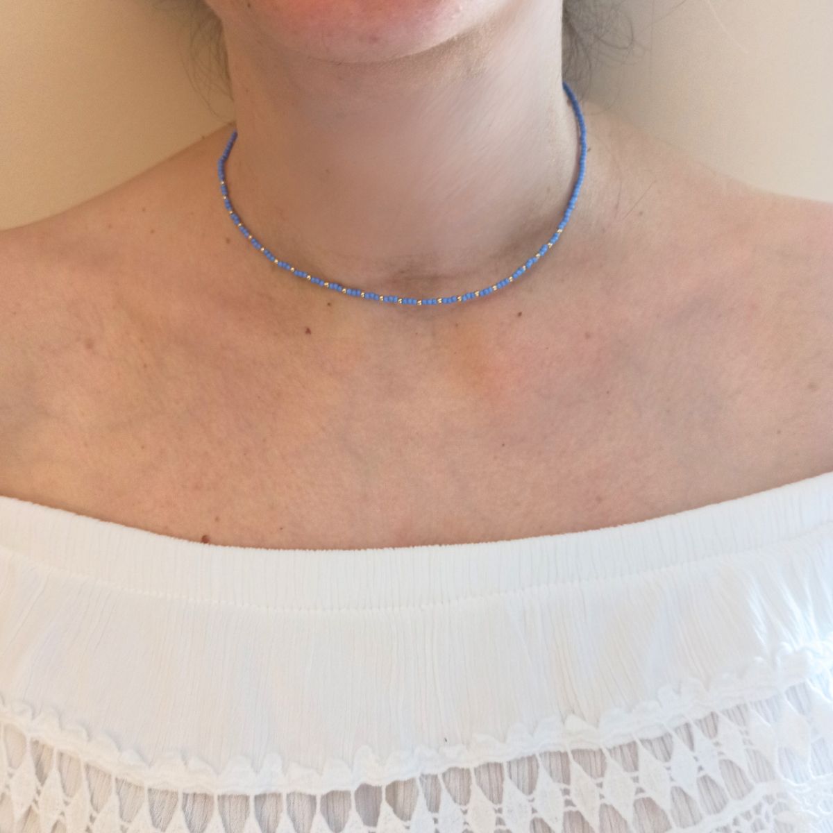 Καλοκαιρινό κολιέ με γυάλινες και μεταλλικές χάντρες (N1175) - necklace - charmy.gr