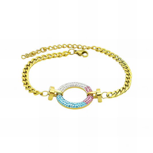 Ατσάλινο Βραχιόλι με Πολύχρωμο Κρίκο (B3225-1)