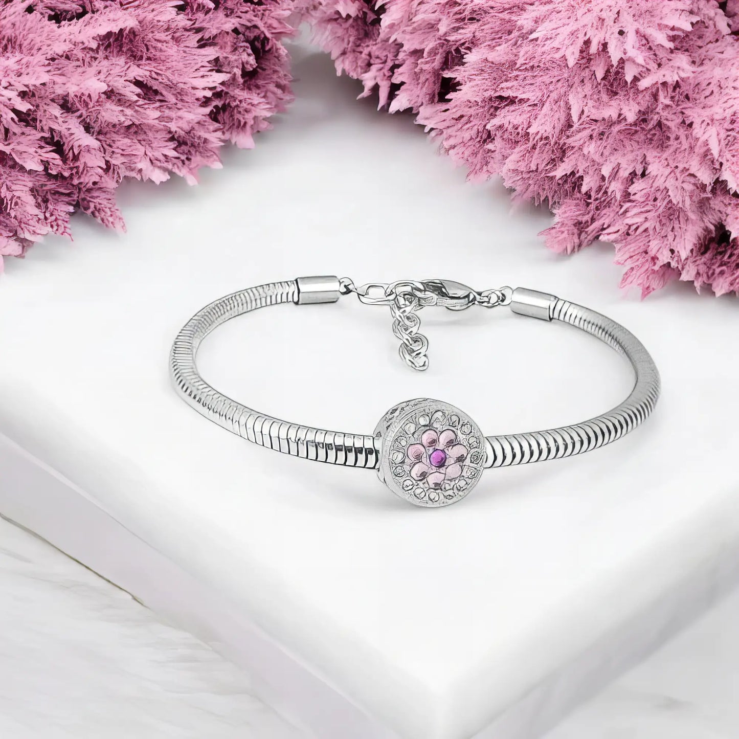 Ατσάλινο βραχιόλι με charm (B3257)