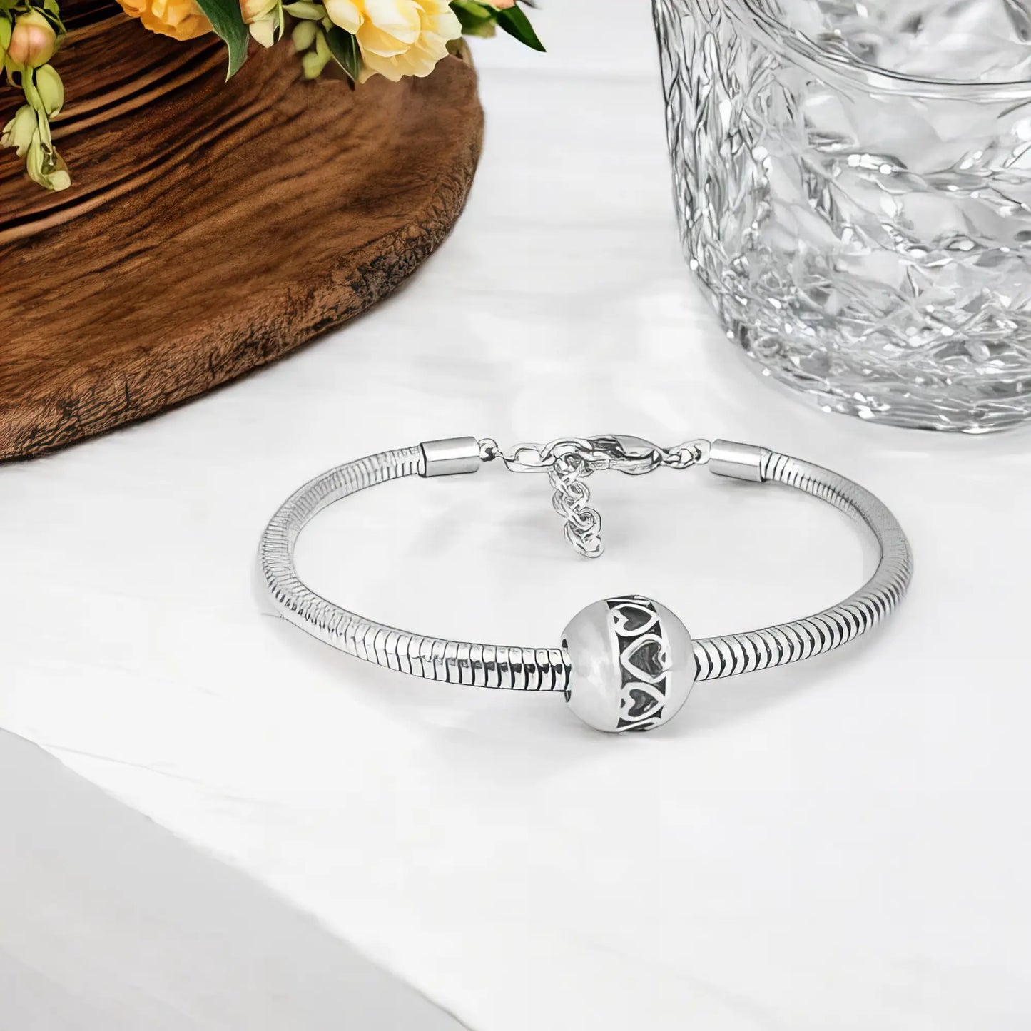 Ατσάλινο βραχιόλι με charm (B3272)