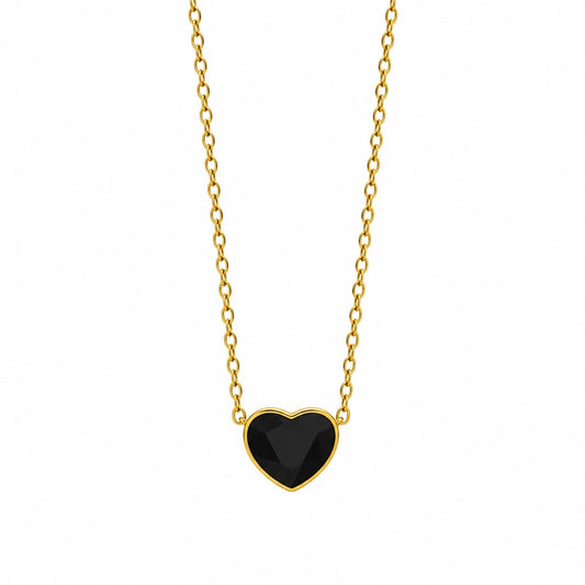 Ατσάλινο κολιέ καρδιά 18k (N3014)