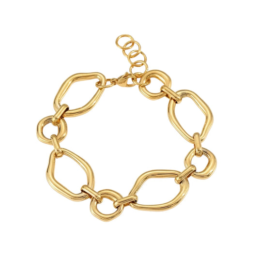 Ατσάλινο Βραχιόλι με Οβάλ Κρίκους – Χρυσό (B1724)