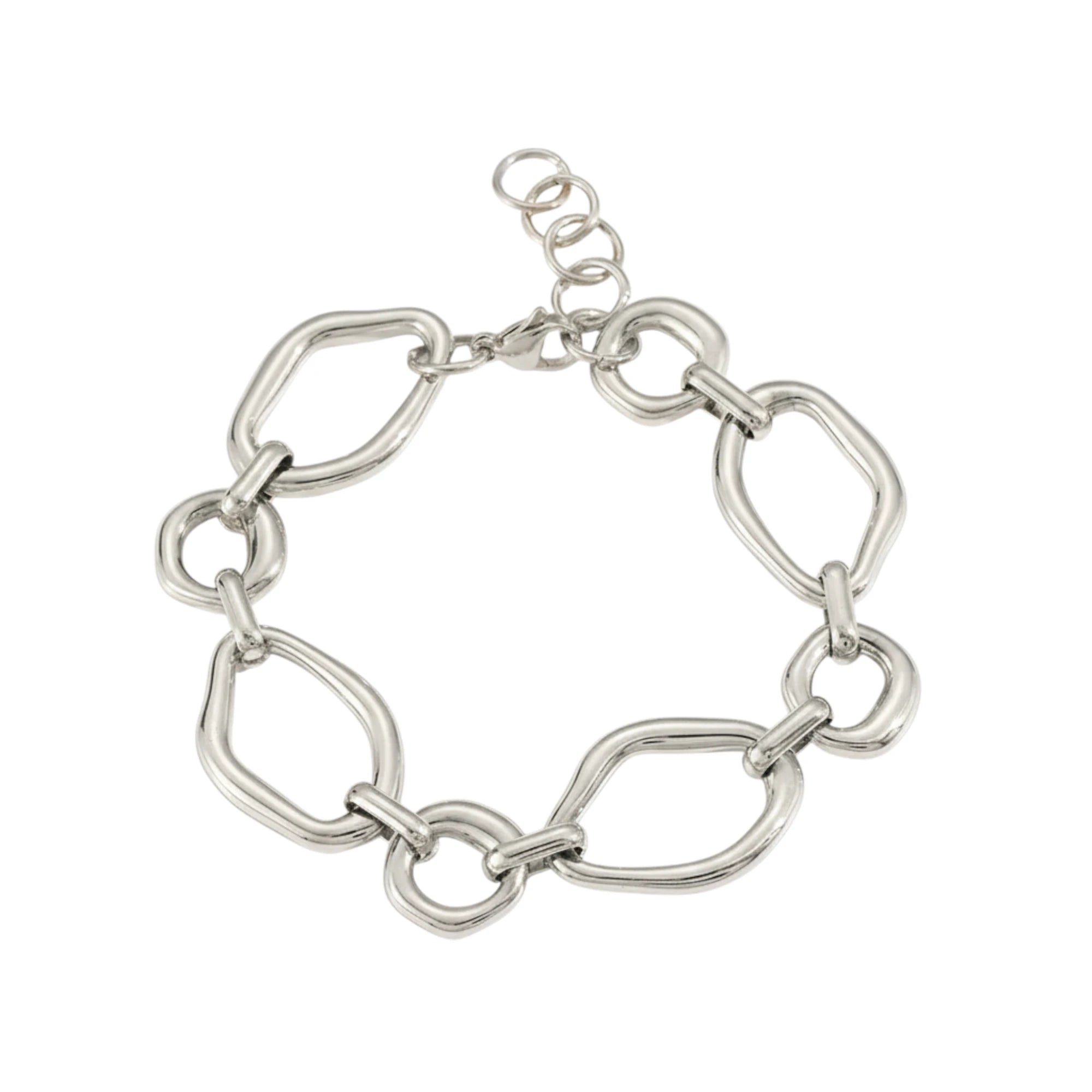 Ατσάλινο Βραχιόλι με Οβάλ Κρίκους – Ασημί (B1725)