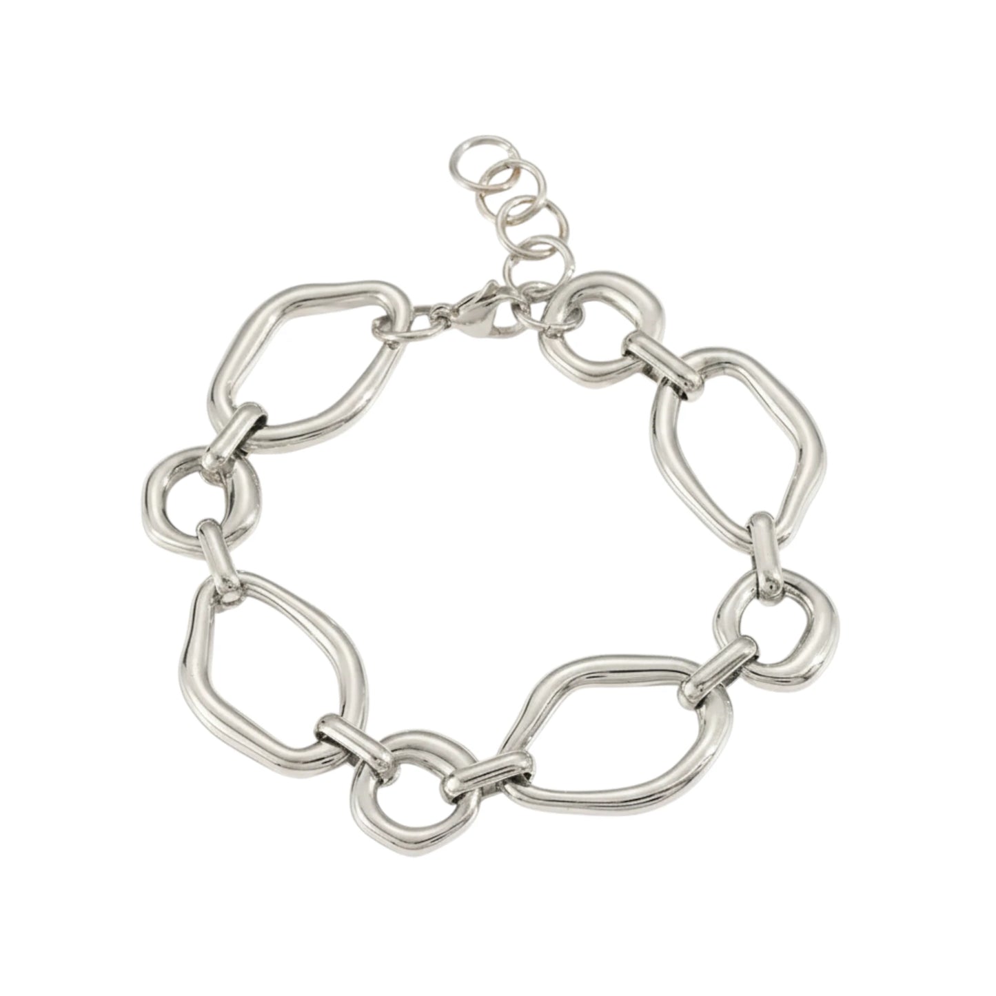 Ατσάλινο Βραχιόλι με Οβάλ Κρίκους – Ασημί (B1725)