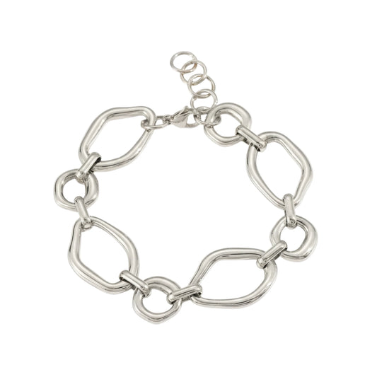 Ατσάλινο Βραχιόλι με Οβάλ Κρίκους – Ασημί (B1725)