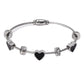 Ατσάλινο Ασημί Βραχιόλι με Μαύρες Καρδιές & Ζιργκόν (B1730)